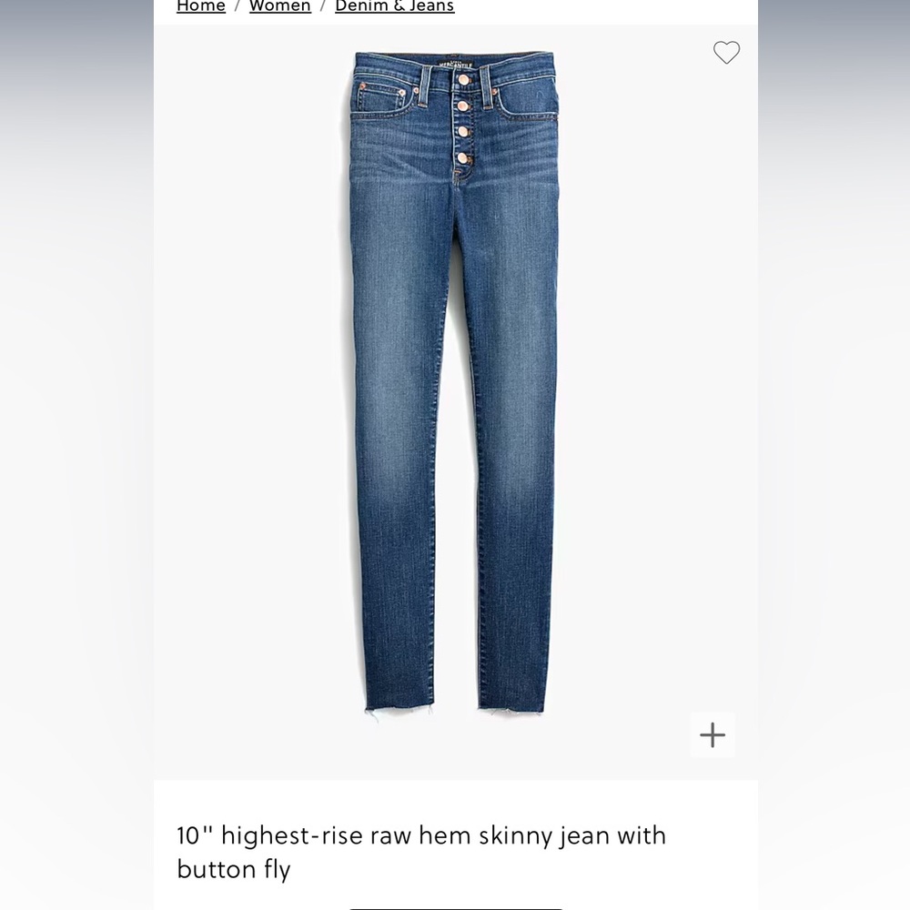 J.Crew Factory High Rise Skinny Button fly Jean NWT